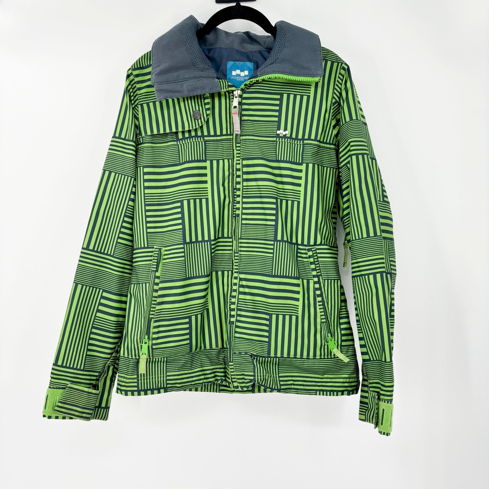 Foursquare Outerwear Snowboard‎ Ski Jacket Green Black Geometric Print Size S